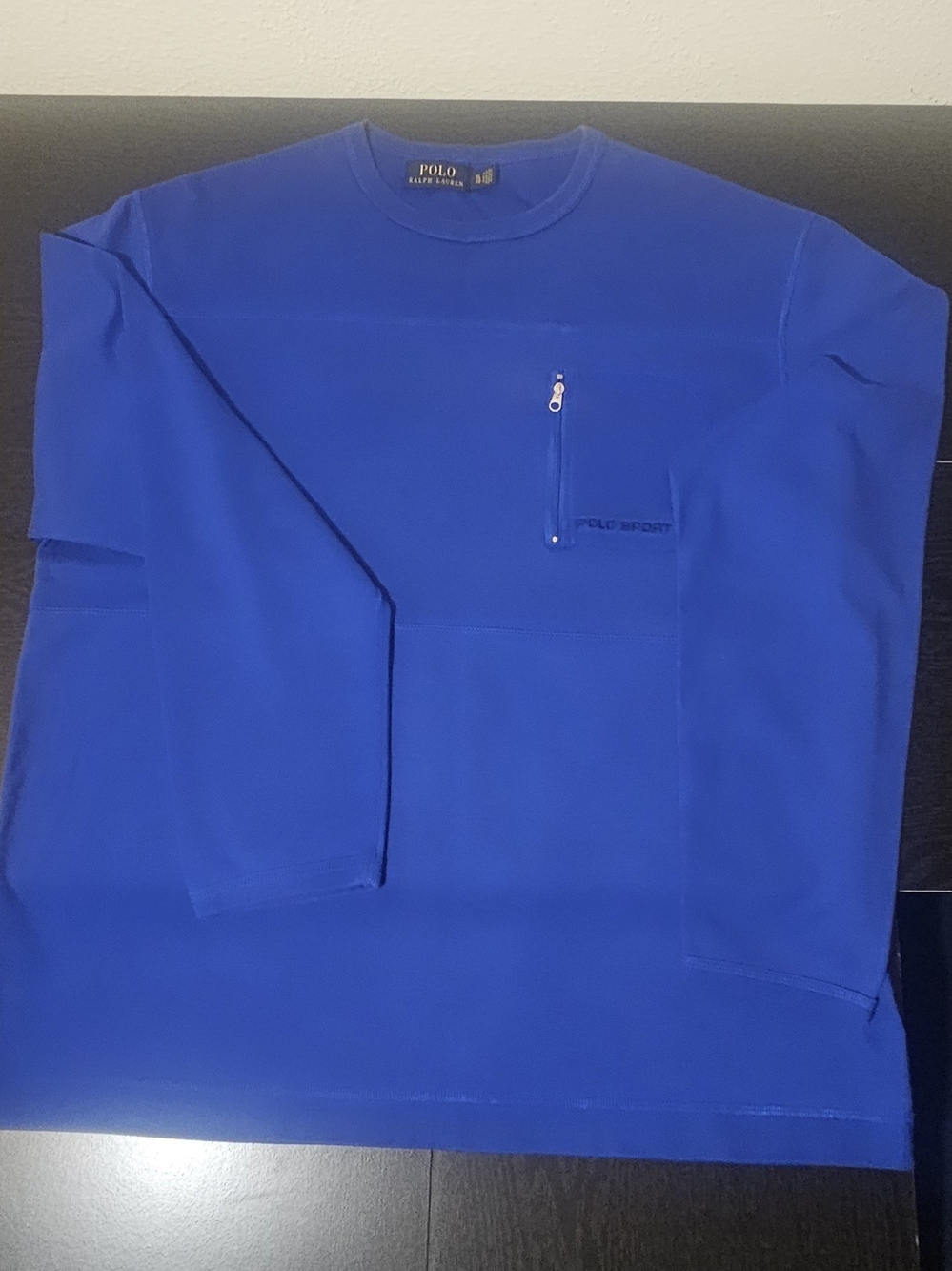 Ralph Lauren Polo Sport Royal Blue Long-Sleeve Crewneck with Zip Chest Pocket
